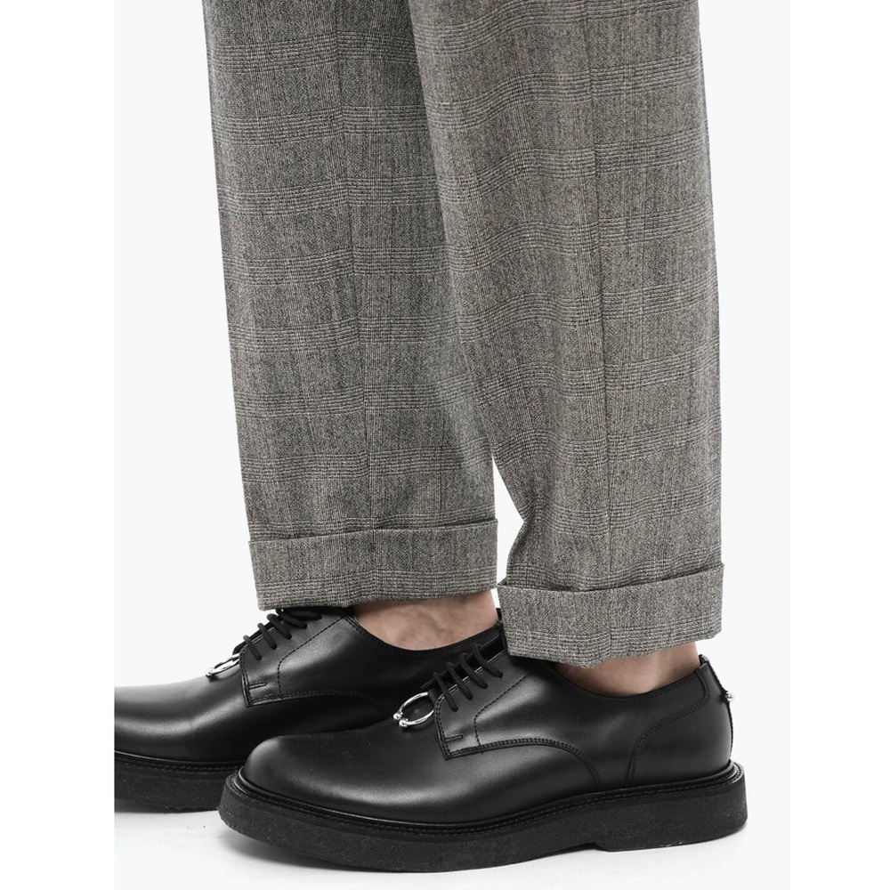 NWT NEIL BARRETT Virgin Wool Plaid Check Elastic Waist Cuffed Slim Trousers 32 - Picture 4 of 10